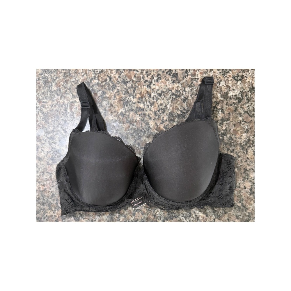 Victoria's Secret Dream Angels Black Lined Demi Lace Bra 32DD Underwire